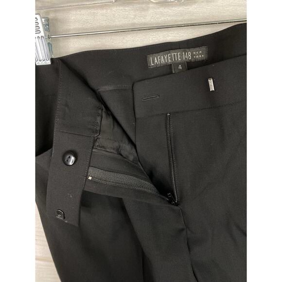 Lafayette 148 New York Wool Pants Sz 4 Black Straight Stretch Lightweight - Picture 8 of 11